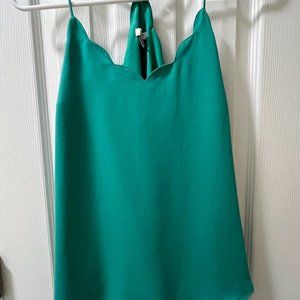 J. CREW Factory, Kelly Green Scalloped Cami-Tank Top, Size 0